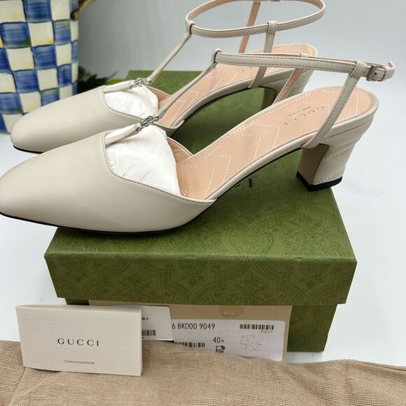 Women’s Gucci GG T-strap, leather sandals size 40.5 made in Italy - Picture 11 of 12